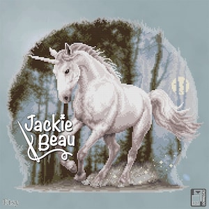 Cross stitch pattern - Unicorn - by Jackie Beau - PDF download © Beau2stitch embroidery pattern