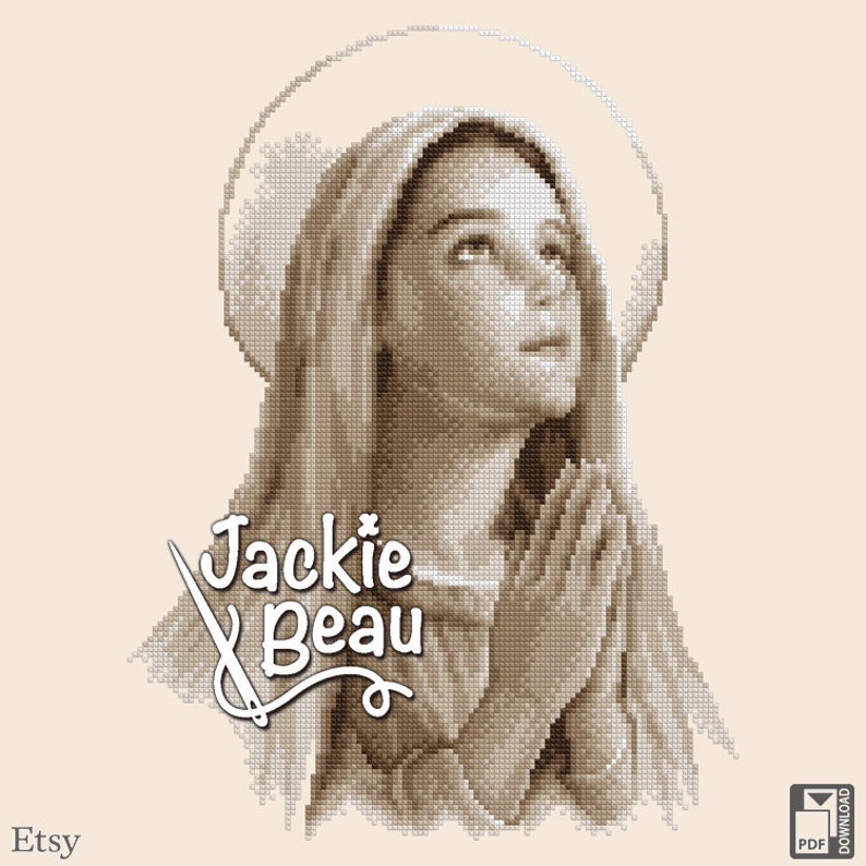Crossstitch Pattern Virgin Mary by Jackie Beau Pdf Etsy