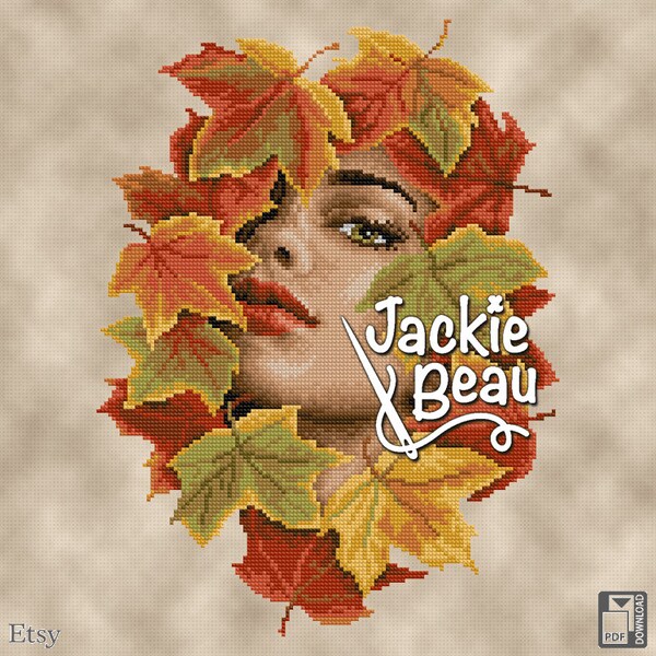 Fairy of Autumn  - Jackie Beau cross-stitch pattern pdf-download © Beau2stitch