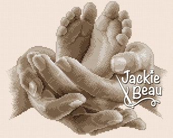 Two little feet - Jackie Beau cross-stitch pattern pdf-download © Beau2stitch