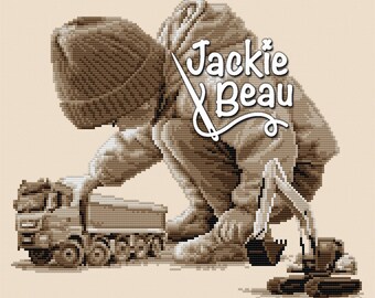 Young road builder - Jackie Beau cross-stitch pattern PDF-download © Beau2stitch