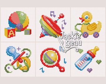 Baby toys - Jackie Beau cross-stitch pattern pdf-download © Beau2stitch