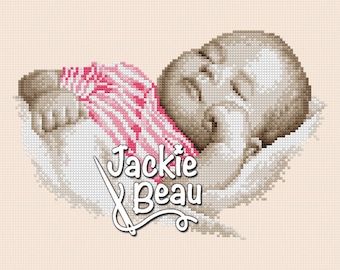 Baby sleeps - Jackie Beau cross-stitch pattern pdf-download © Beau2stitch