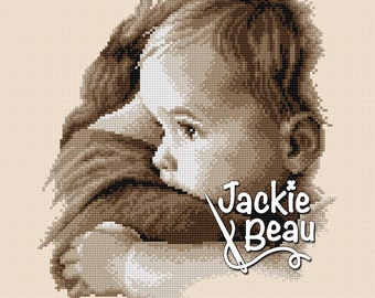 Child on shoulder - Jackie Beau cross-stitch pattern pdf-download © Beau2stitch