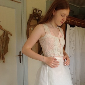valenciennes lace camisole with coral pink ribbon