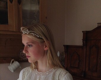 wassen bloem tiara, antieke bruiloft