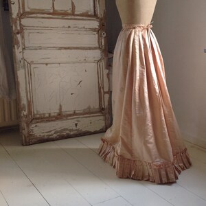 antique silk skirt with application lace 1880s