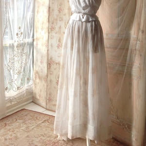 Antique Cotton Voile Skirt: Pleated 1910s Maxi (Display/Photoshoot)
