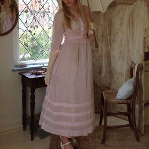 antique lawn dress, pink linen dress
