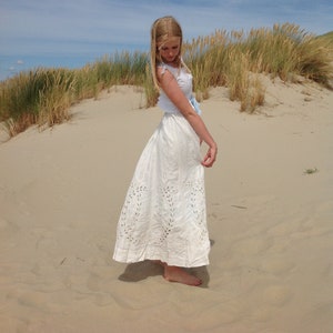 Antique Linen Edwardian Skirt: Ivory White Cutwork, 1920s