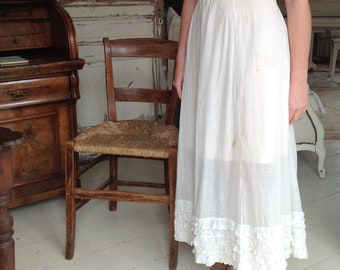 falda de enagua de algodón de muselina antigua de los años 20