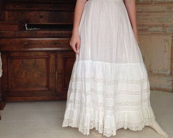 antique linen petticoat skirt  with adjustable waist
