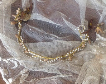 antique wax flower tiara