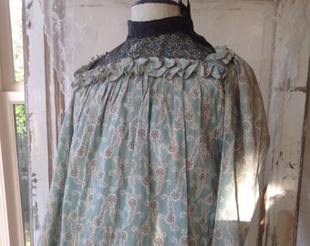 antique cotton print blouse