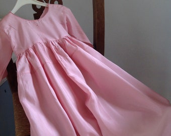 baby dress, christening gown pink taft silk 1940s