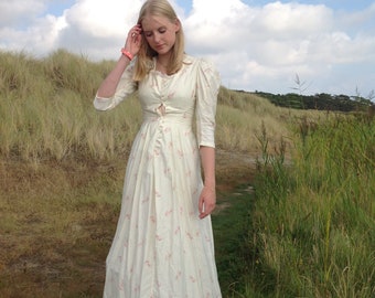 antique floral cotton day dress victorian never worn