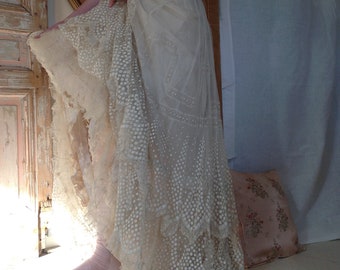 amazing silk and tulle lace wedding gown ....edwardian