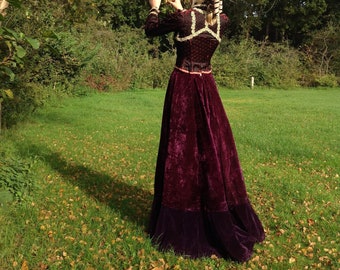 antique skirt, velvet,   1900s aubergine