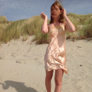 pure silk slipdress salmon pink/gold  Edwardian
