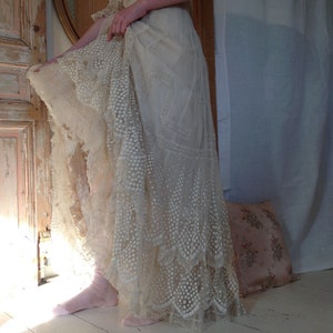 amazing silk and tulle lace wedding gown ....edwardian