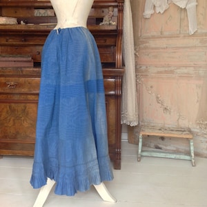 antique cotton skirt blue pattern with adjustable waist