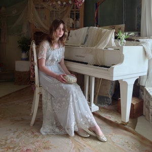 antique tambour lace wedding dress