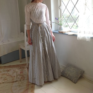 antique blue and white striped skirt with tag