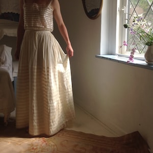 antique petticoat, cream cotton underskirt 1910s LARGE