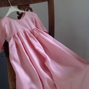 baby dress, christening gown pink taft silk 1940s