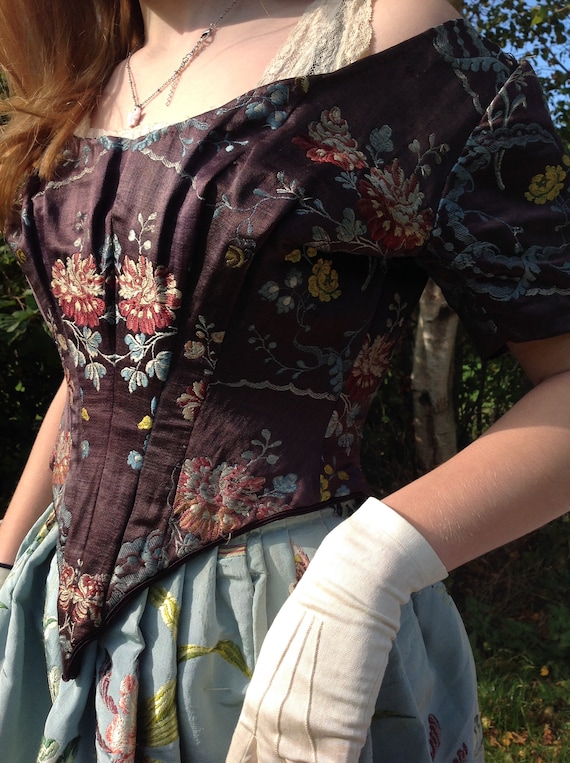 silk brocade bodice 1860s - image 4