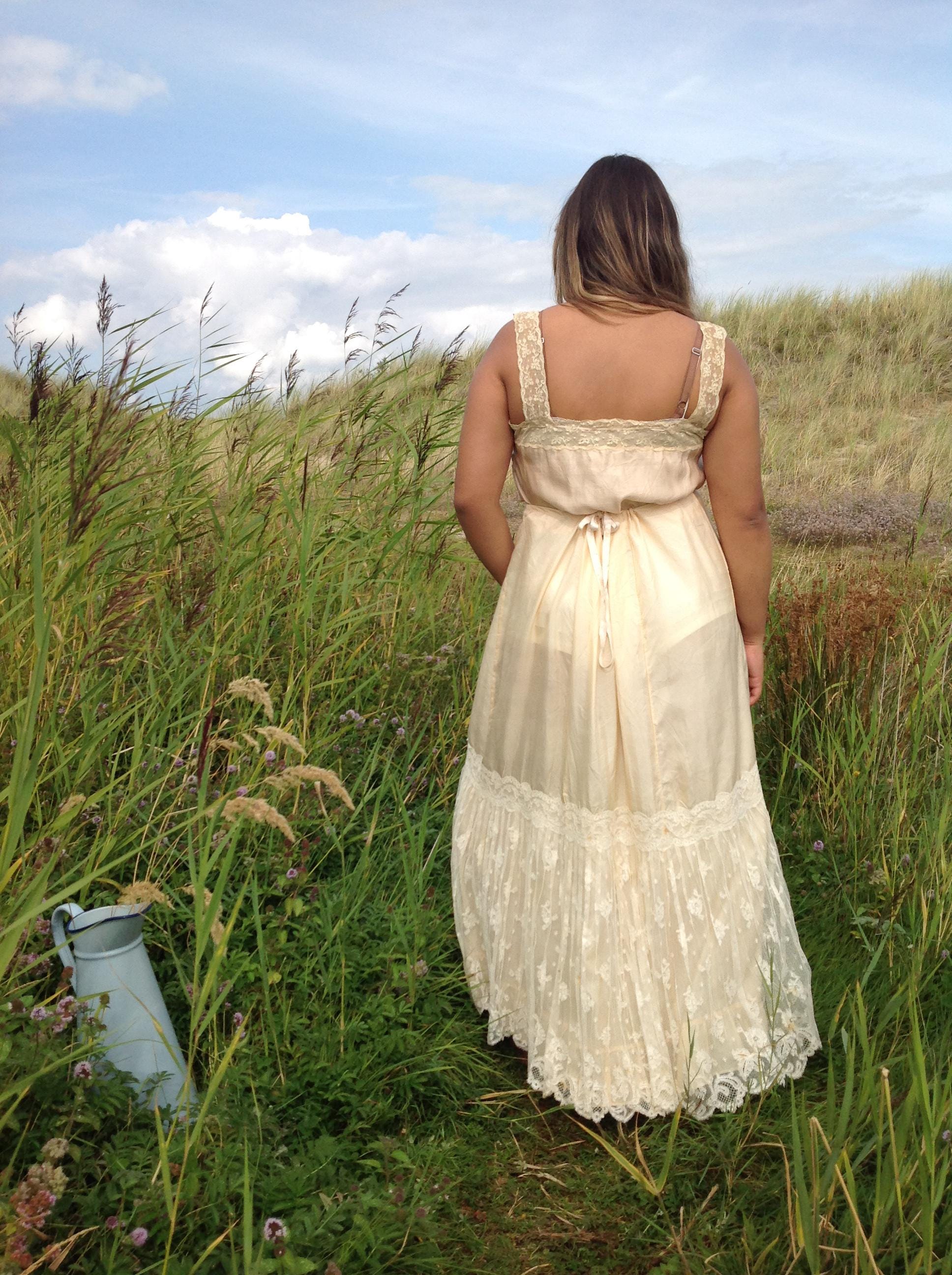 antique peach/gold silk skirt with adjustable waist XXL