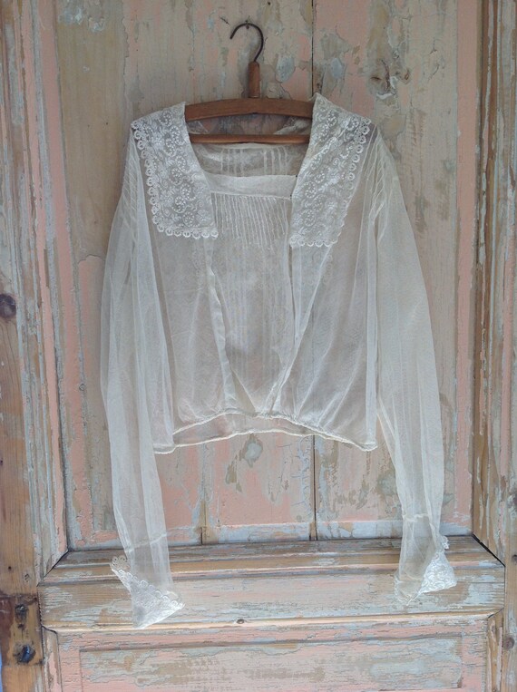 antique tulle lace blouse edwardian 1920s