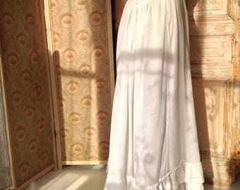 Antique Cotton Petticoat Skirt: 1920s Edwardian Ruffled Lace