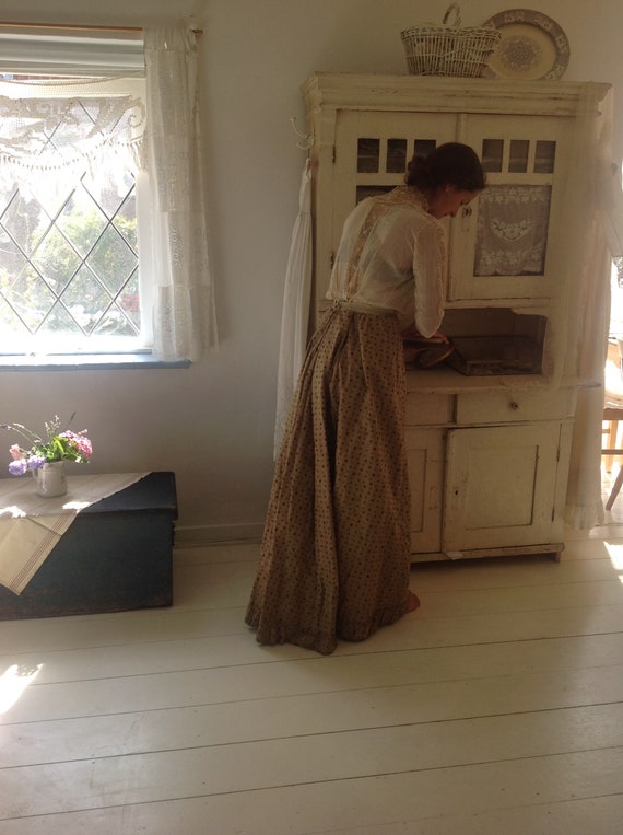 antique edwardian victorian silk printed skirt or… - image 3