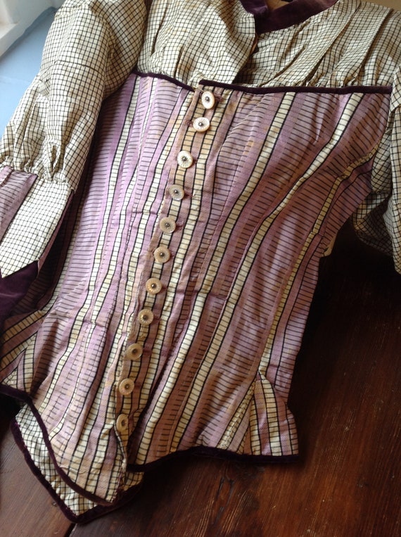 antique silk and cotton bodice,  victorian - image 3