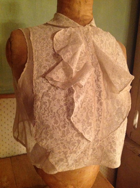 antique tulle lace dicky blouse 1900s edwardian - image 3