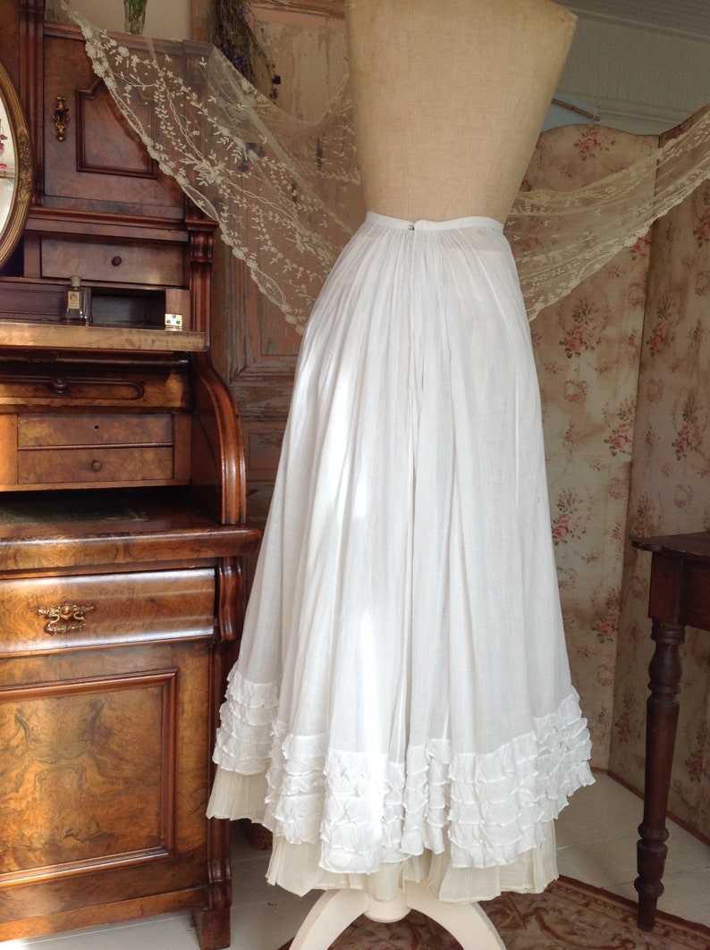 antique muslin cotton petticoat skirt 1920s zdjęcie 6