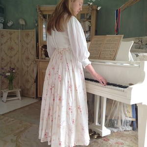 Blusa antigua de encaje de muselina: detalles de pinzas de algodón de los años 30