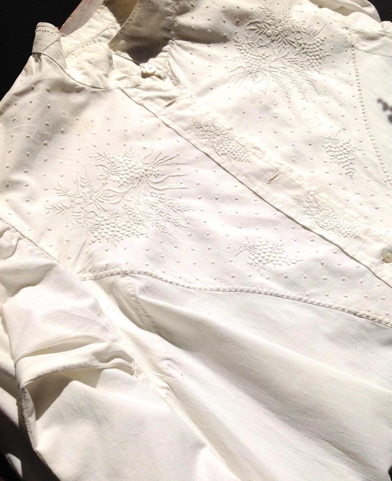 hand embroidered antique nightgown 1880s LARGE image 2