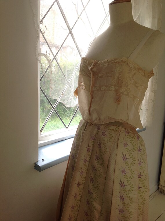 peach gold silk , corset cover, 1900s antique cami