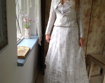1880s antique cotton bustle dress