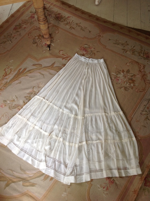antique silk cotton and lace skirt  MEDIUM - image 7
