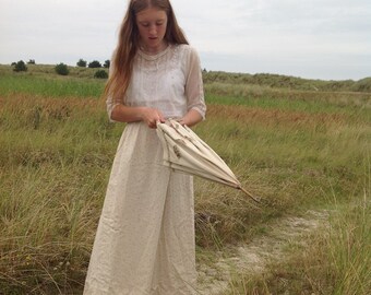 antique calico skirt 1900s, edwardian, victorian calico, cotton print