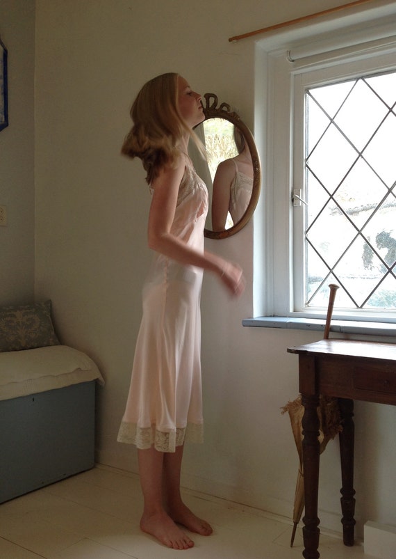 pink satin slip dress, edwardian