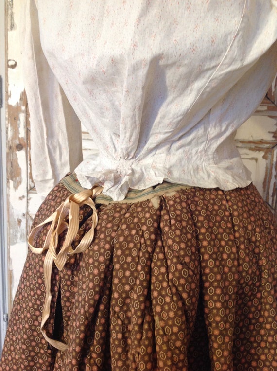 1890s calico print linen blouse victorian period - image 5