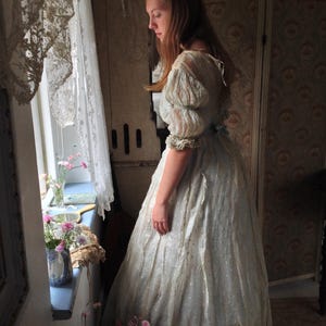 wonderful antique blue organza dress 1860s