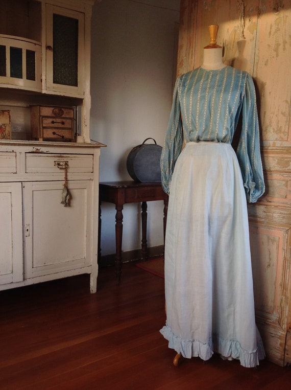 light blue summer skirt, edwardian, victorian - image 1