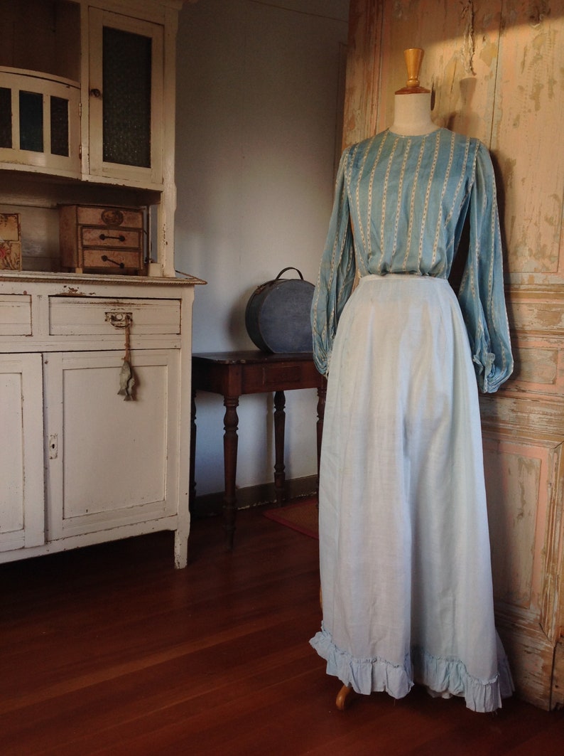 light blue summer skirt, edwardian, victorian image 1