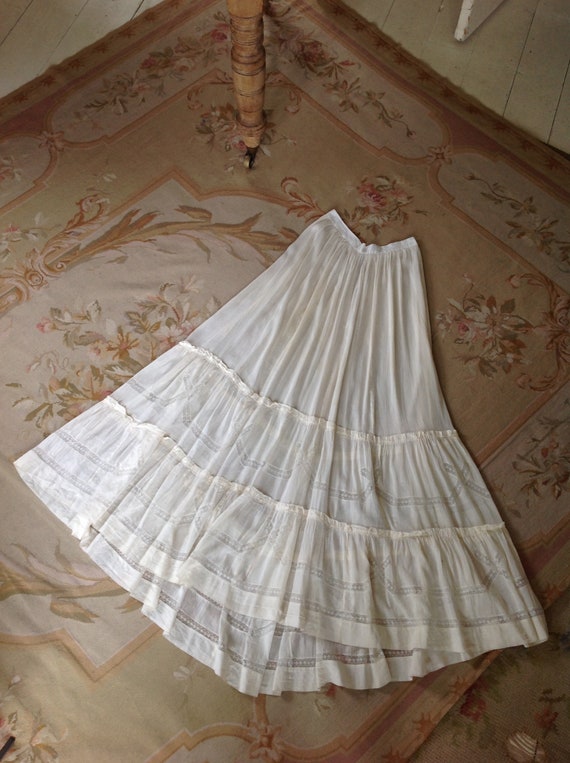 antique silk cotton and lace skirt  MEDIUM - image 6