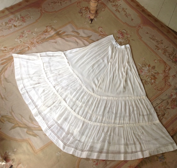 antique silk cotton and lace skirt  MEDIUM - image 5